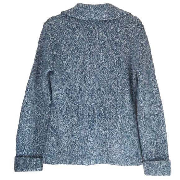 Y2K Jones New York Blue Knitted Collared Jacket With Pockets, Size Medium - Picture 11 of 16